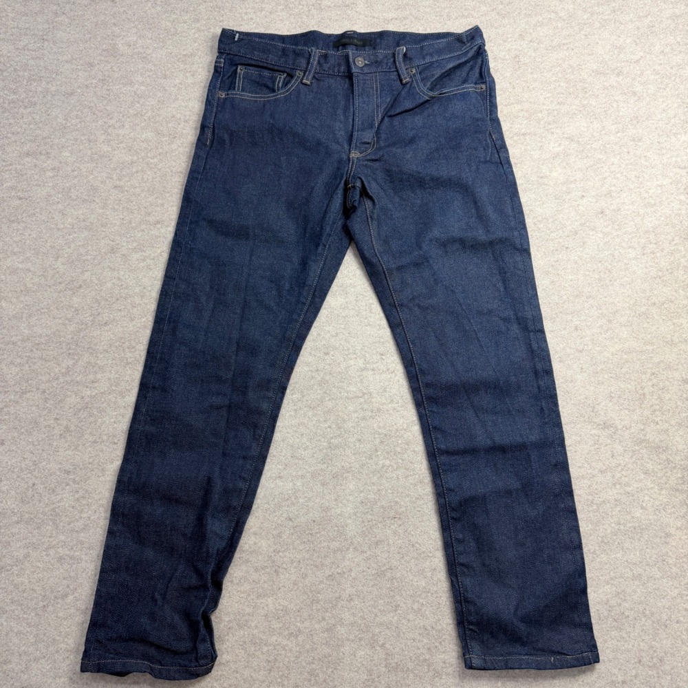 Uniqlo Selvedge Jeans Mens 32x32 Slim Fit Indigo Blue Stretch Denim 321-418910